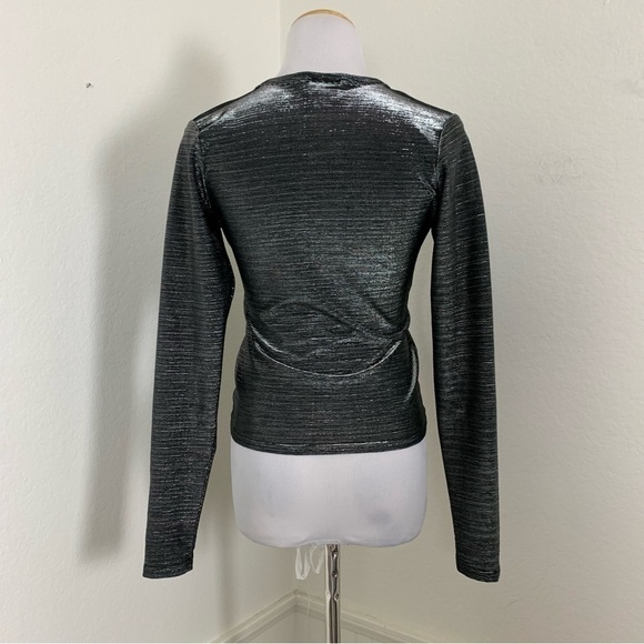 Vintage Moda International 90s Y2k Metallic Silver Lurex long sleeve top - Picture 5 of 15